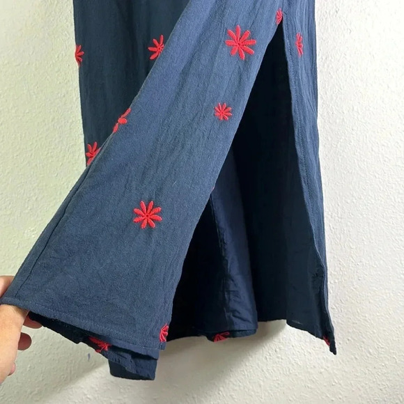 Lulus Adorable Dream Navy Blue Embroidered Empire Waist Midi Dress Floral sz M - Picture 7 of 13